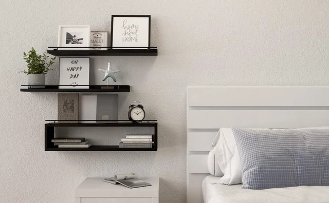 Alt view image 5 of 6 - Floating Shelves for Wall 24 inch with Cube Shelf, Wall Shelves with Metal Rail for Decor, Bathroom Organizers and Storage, Over Toilet Shelves for Bathroom, Toilet Paper-Black