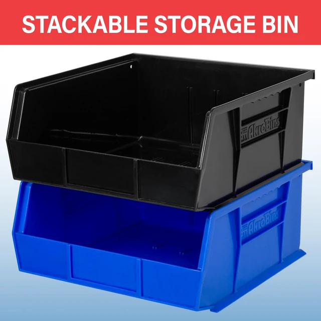 Alt view image 5 of 7 - 30235 AkroBins Plastic Storage Bins, 11"x11"x5", Blue, 6-Pack | Space-Saving Stackable Bins for Garage, Pantry, Craft Organization