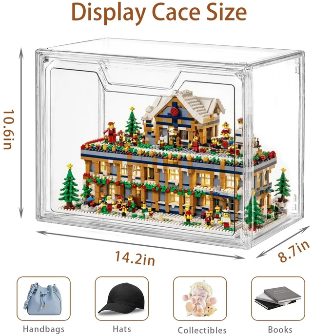 Alt view image 2 of 7 - Stackable Acrylic Display Case,Clear Storage Bins with Lid for Collectibles | Purse Organizer ,Storage Boxes/Bins with Lids, Closet Organizers and Storage for HandBags, Hat, Collectibles and Lego