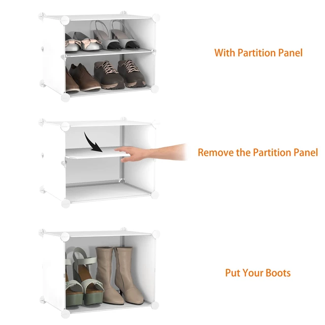 Alt view image 4 of 7 - Shoe Rack Organizer 32 Pair Modular Shoe Storage Cabinet for Closet | PP Plastic, Sturdy Steel Frame, Waterproof, Dustproof, Easy Clean, Shoe Shelves for Closet Garage Hallway Bedroom Entryway