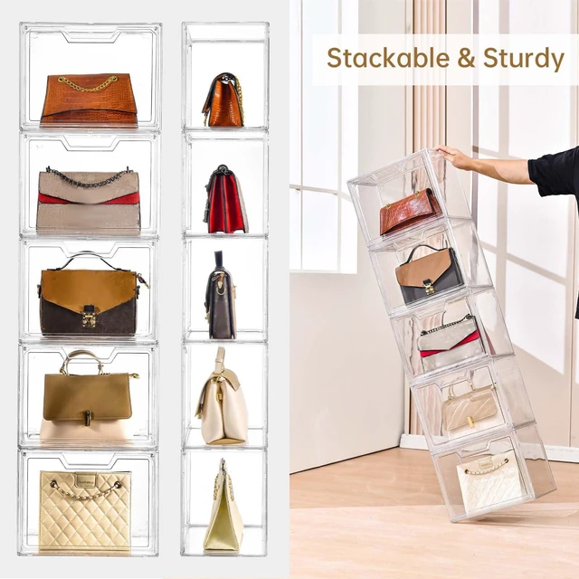 Alt view image 5 of 7 - Stackable Acrylic Display Case,Clear Storage Bins with Lid for Collectibles | Purse Organizer ,Storage Boxes/Bins with Lids, Closet Organizers and Storage for HandBags, Hat, Collectibles and Lego