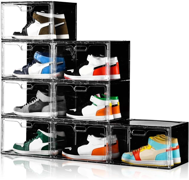 Main image of New 8 Pack Shoe Boxes Stackable, Large Shoe Storage Organizer with Lids,Drop Side Shoe Containers for Entryway,Sneaker Storage Fit up to US Size 13 for Men/Women(13x 10.6x 8.3)