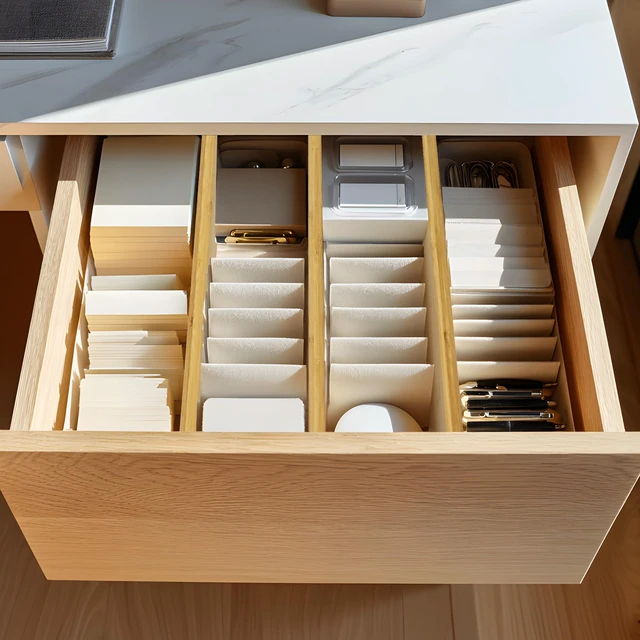 Alt view image 7 of 7 - 6 Pack Bamboo Drawer Dividers, 4" High Adjustable 16.6" - 21.8" Clothes Drawer Organizers, Expandable Separators for Bedroom/Bathroom/Kitchen/Office Storage