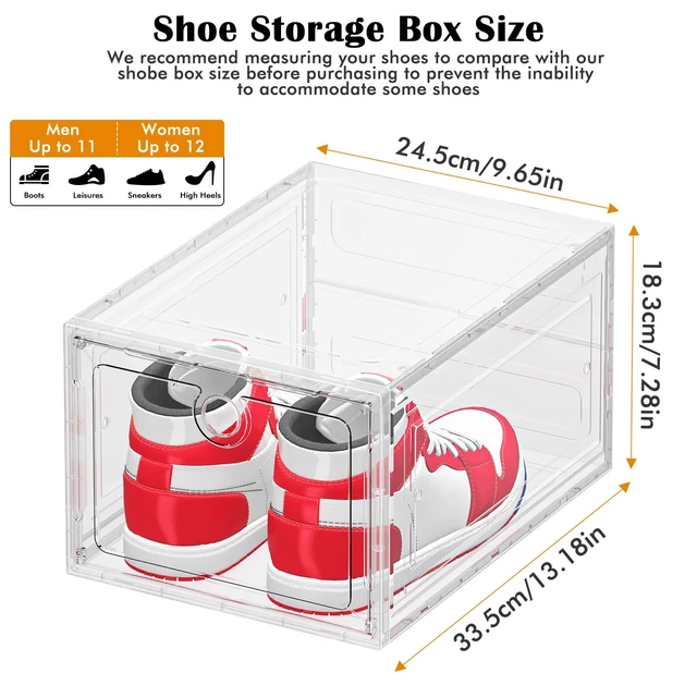 Alt view image 2 of 5 - 12-Pack Shoe Storage Boxes Clear Magnetic Stackable | Upgraded Harder Material, Stackable Space-saving, Fits Sneakers & Boots, Clear Magnetic Front Door