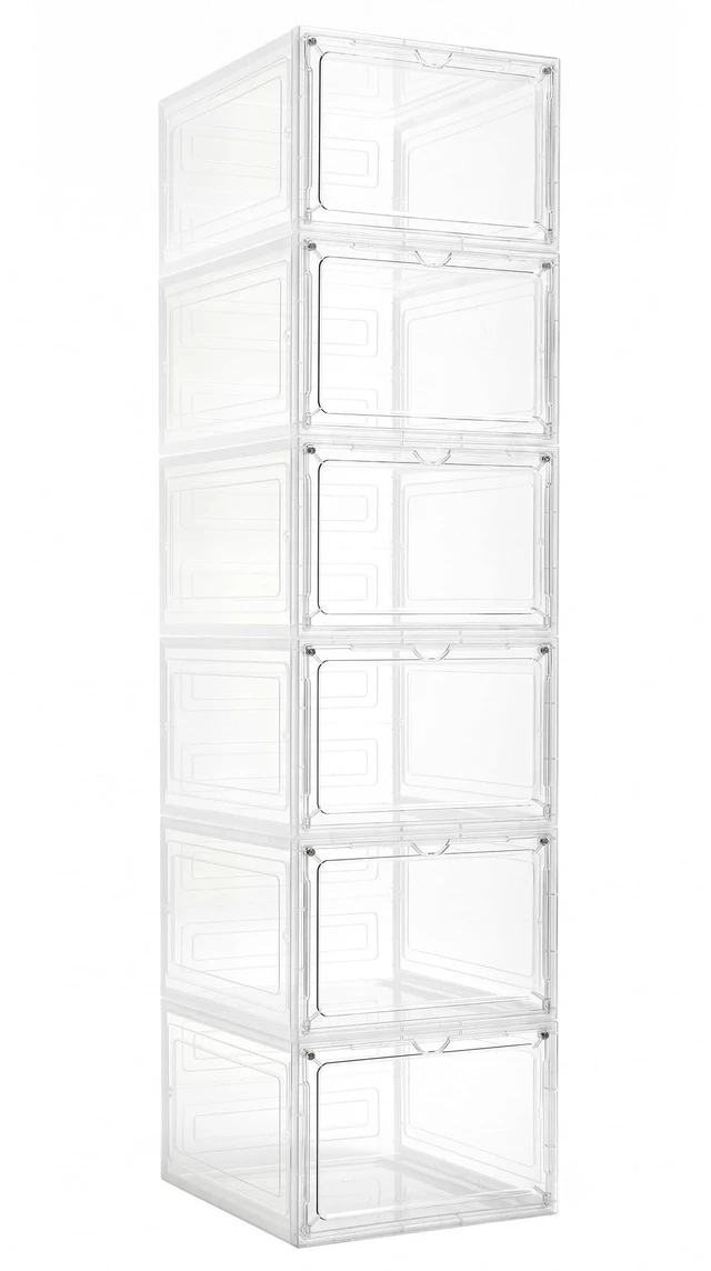 Alt view image 7 of 7 - 6 Pack Storage Bins with Lids, 19 Qt Stackable Clear Storage Box | Stackable, Clear Acrylic Magnetic Door, Purse Organizer, Plastic Display Case, Organizer Box for Home Office Organizing