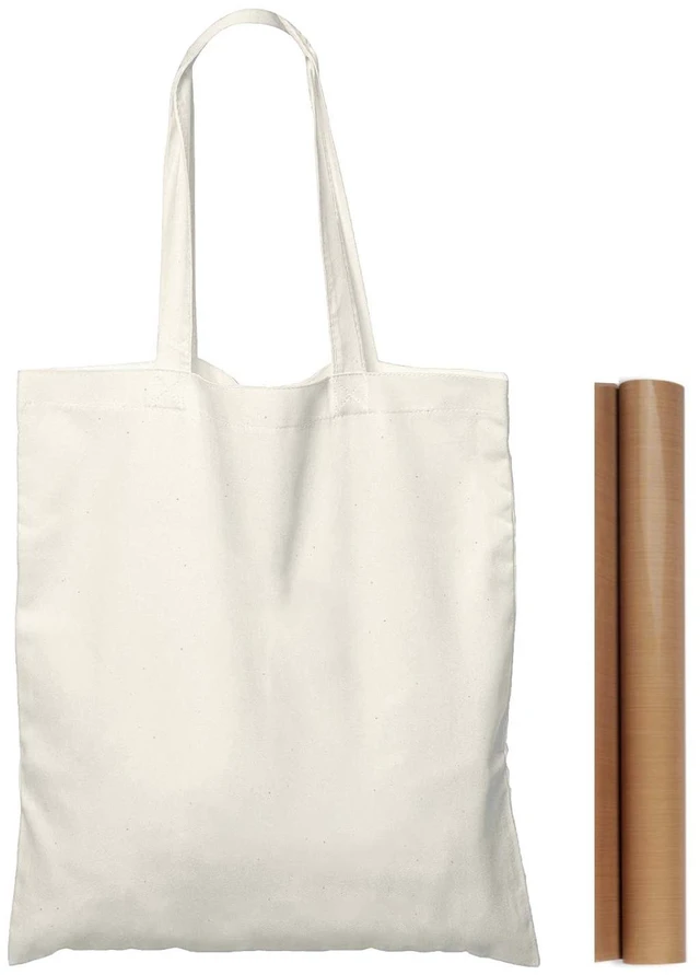 Main image of 50 Pack 15'' X 16'' Natural Cotton Tote Bags, Lightweight Blank Bulk Cloth bags with 1pc of PTFE Teflon Sheet