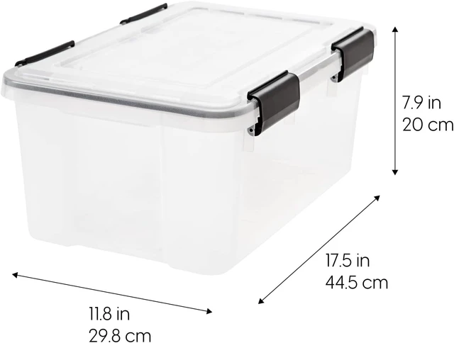 Alt view image 2 of 7 - 6-Pack 19 Qt Storage Bins with Gasket Lids, Clear/Black | WeatherPro seal protects shoes, crafts, documents and supplies from dust and moisture