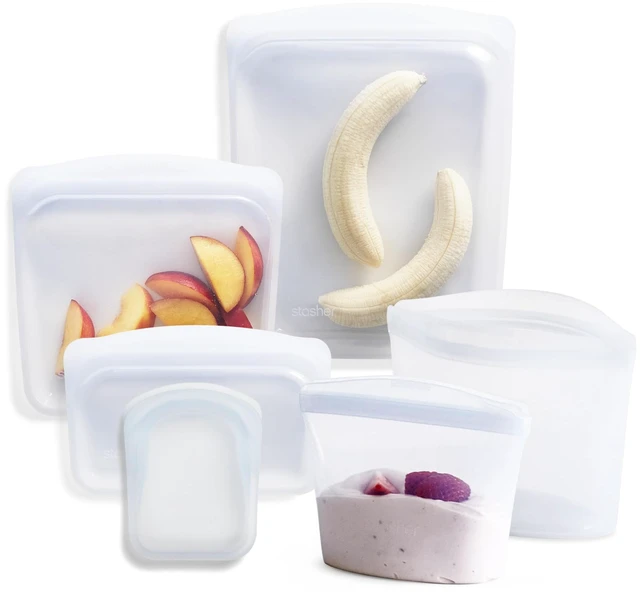 Main image of Premium Reusable Silicone Food Storage Bags, 6-Pack, Clear | Food-Safe Silicone, Eco-Friendly, Reusable Freezer Bags, Microwave, Dishwasher, Oven, Snack Bags, Lunch Containers, Meal Prep