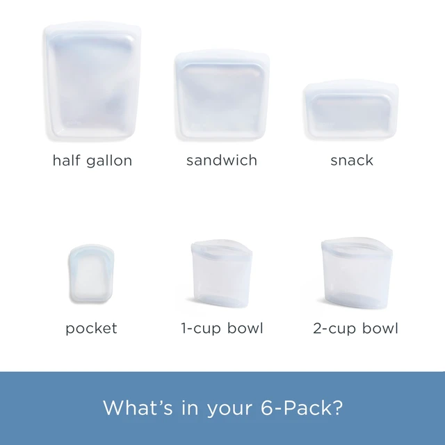 Alt view image 5 of 7 - Premium Reusable Silicone Food Storage Bags, 6-Pack, Clear | Food-Safe Silicone, Eco-Friendly, Reusable Freezer Bags, Microwave, Dishwasher, Oven, Snack Bags, Lunch Containers, Meal Prep