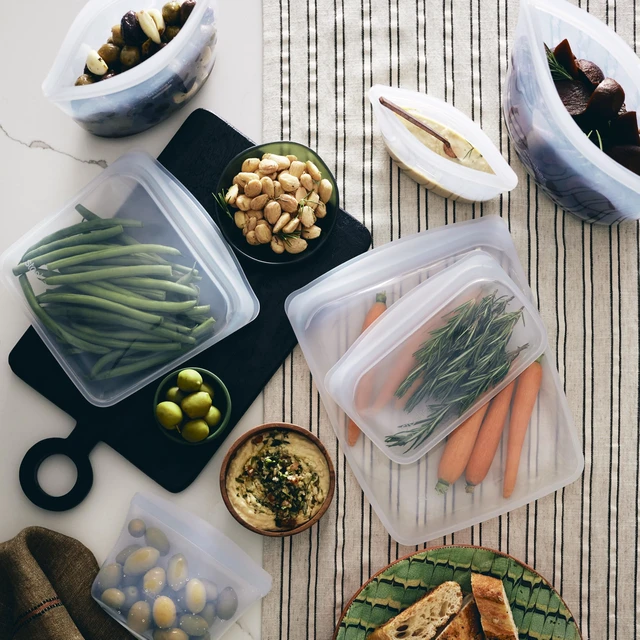 Alt view image 2 of 7 - Premium Reusable Silicone Food Storage Bags, 6-Pack, Clear | Food-Safe Silicone, Eco-Friendly, Reusable Freezer Bags, Microwave, Dishwasher, Oven, Snack Bags, Lunch Containers, Meal Prep