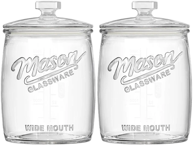 Main image of 2 Pack Cookie Jar, 1 Gallon Glass Jar with Airtight Lids for Flour | Large Wide Mouth Mason Jar for Kitchen Pantry & Laundry Room, Glass Apothecary Canister Sets for Candy, Rice, Coffee, Display