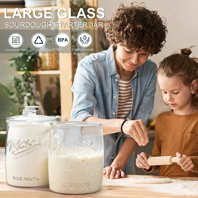 Alt view image 2 of 7 - 2 Pack Cookie Jar, 1 Gallon Glass Jar with Airtight Lids for Flour | Large Wide Mouth Mason Jar for Kitchen Pantry & Laundry Room, Glass Apothecary Canister Sets for Candy, Rice, Coffee, Display