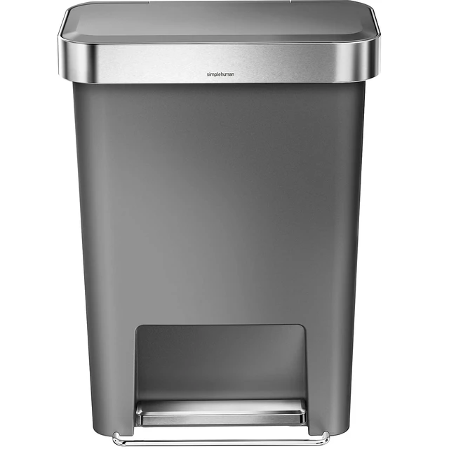 Alt view image 4 of 6 - 45 Liter / 12 Gallon Rectangular Kitchen Step Trash Can with Soft-Close Lid, Grey Plastic