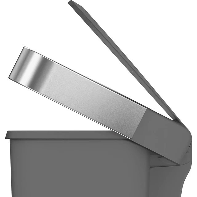 Alt view image 6 of 6 - 45 Liter / 12 Gallon Rectangular Kitchen Step Trash Can with Soft-Close Lid, Grey Plastic