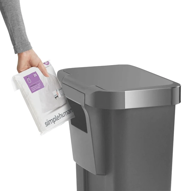 Alt view image 3 of 6 - 45 Liter / 12 Gallon Rectangular Kitchen Step Trash Can with Soft-Close Lid, Grey Plastic