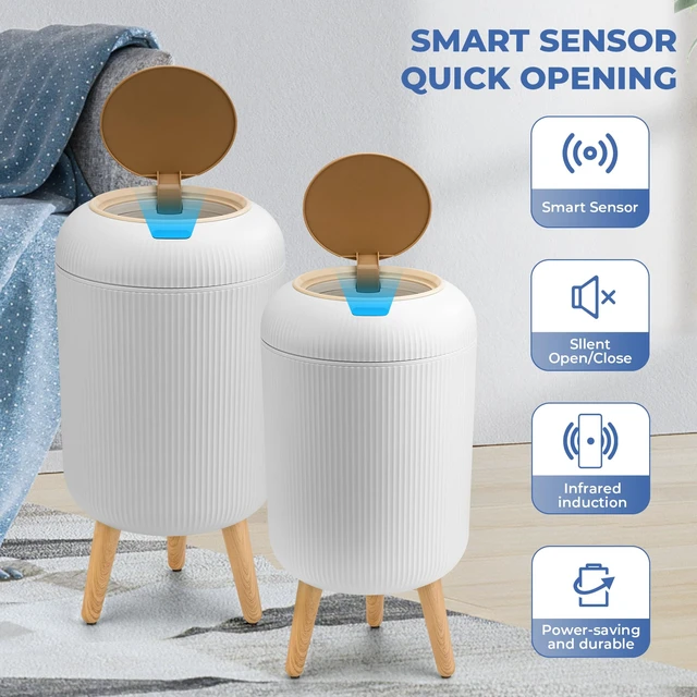 Alt view image 7 of 7 - 2 Pack Automatic Trash Can 12L /3 Gallon and 10L /2.64 Gallon | Bathroom Trash Bin with Lid Touchless Small Smart Motion Sensor Garbage Cans for Kitchen, Bathroom,Living Room and Bedroom