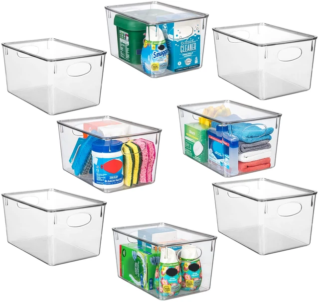 Main image of Plastic Storage Bins With lids Perfect Kitchen Fridge Organizer, Pantry Organization, Cabinet Organizers (8 Pack)