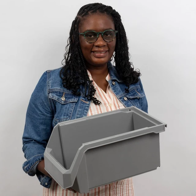 Alt view image 2 of 7 - Large Stackable Plastic Storage Bins, 6-Pack, Clear | Open-Front Stackable Bins For Garage, Pantry, Closet & Office, 14,8"L X 8"W X 7"H, Nests When Empty, Durable Plastic,