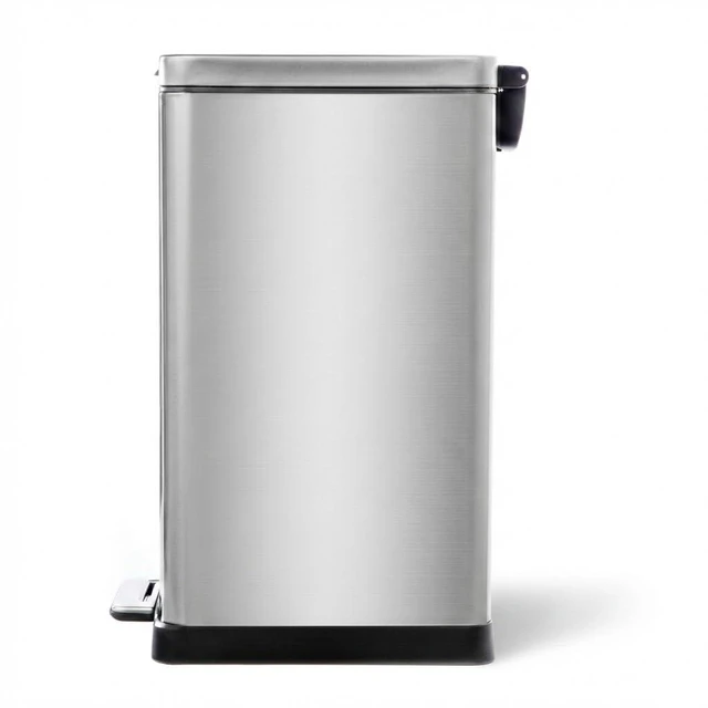 Alt view image 4 of 7 - 12 Gallon Kitchen Trash Can with Slim Fit Design | Stainless Steel with Soft-Close Step Pedal Lid, Bag Tuck Band for Easier Bag Changes, Rectangular Shape, Silver
