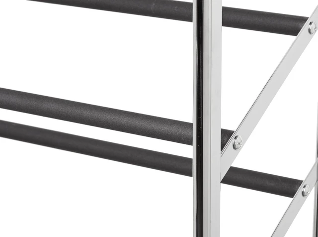 Alt view image 2 of 3 - 50-Pair Shoe Rack Organizer, Portable Rolling with Locking Wheels, Free Standing, 35.8 x 14.6 x 59.5 inches, Chrome