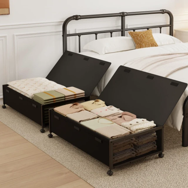 Main image of 2Pack Under Bed Storage Containers, 10 inch Height,31 inch Long | Under Bed Shoe Storage,Underbed Storage with Wheels,Large Rolling under bed Clothes Storage Drawers,Lid,Dorm Tall,Black