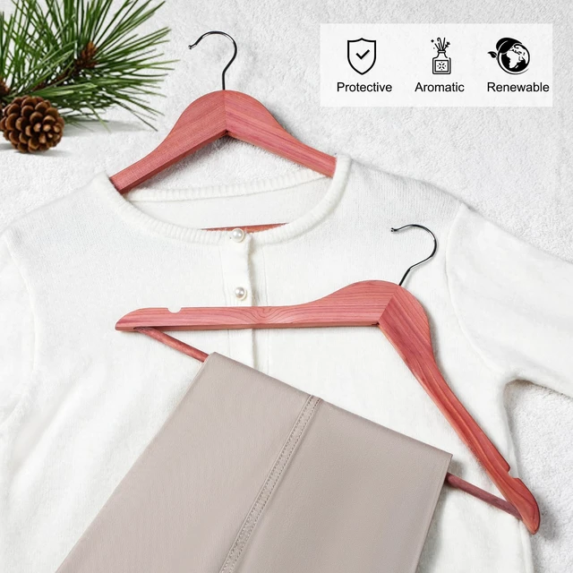 Alt view image 6 of 7 - Red Cedar Wooden Clothes Hangers for Closet 30 Pack | Wood Suit Hangers with Smooth Cut Notches,100% Natural Cedar Wood, 360°Flexible Hook, Non-Slip Pants Bar(Natural)-CT07C30
