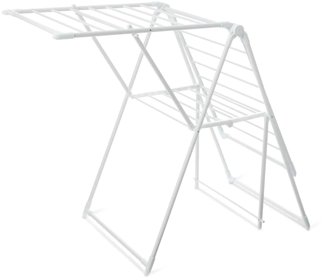 Main image of Foldable Space-Saving 2-Wing Metal Clothes Drying Rack, 61x23.6x39.3 inches, White