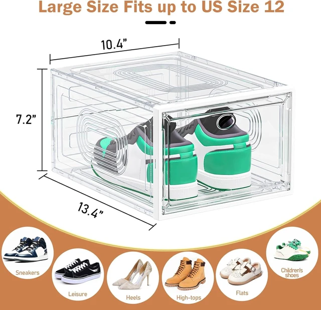 Alt view image 2 of 6 - 10 Pack Thicken Shoe Organizer Stackable | Upgraded Sturdy Shoe Storage Box with Magnetic Door,Shoe Containers For Sneaker Display,Hat Organizer,White