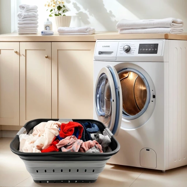 Alt view image 5 of 7 - 42L (11 gallon) Collapsible Plastic Laundry Basket - Foldable Pop Up Storage Container/Organizer - Portable Basket - Space Saving Hamper/Basket