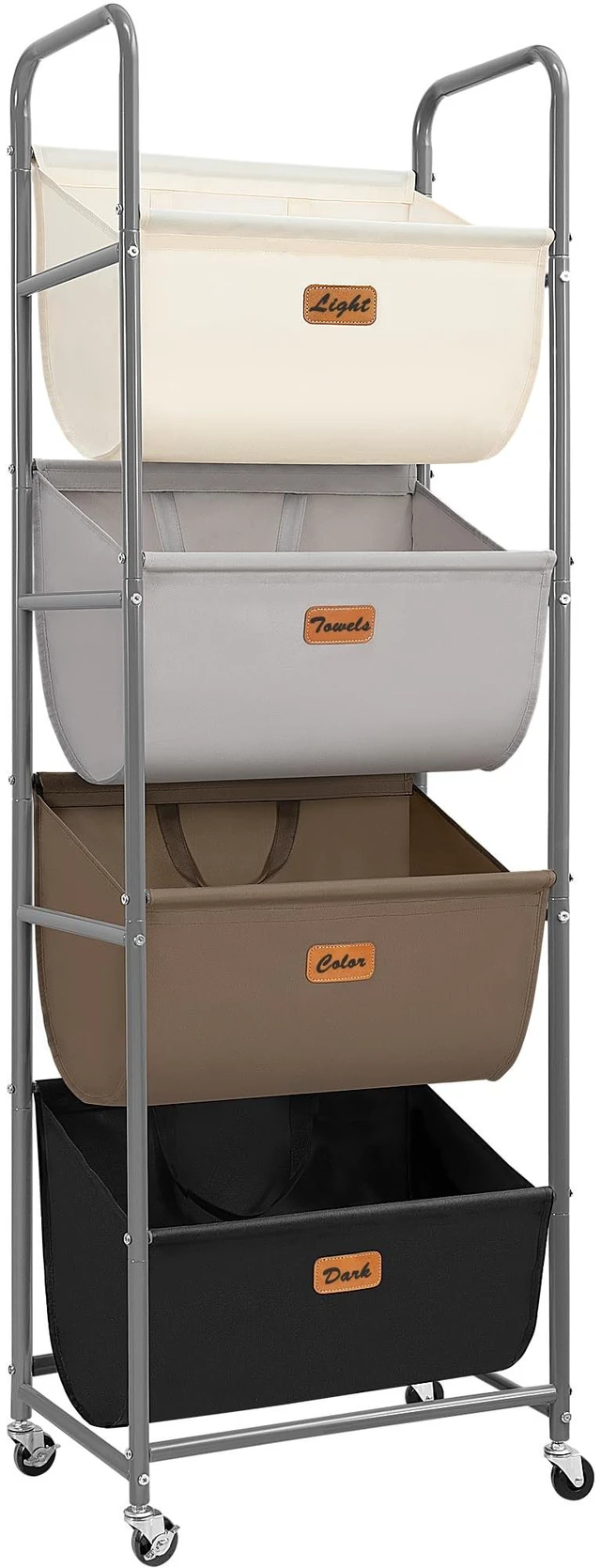 Main image of Vertical Rolling Laundry Hamper, 4 Section Laundry Sorter with Wheels and 2 Breaks, 4-tier Laundry Baskets for Small Space, Dorm, Laundry Room, Closet, Multicolored 4-tier