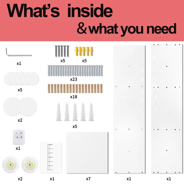 Alt view image 7 of 7 - 7 Tier Wall Shelf with LED Lights Lack Shelf for Room Decor White | 76.8in Tall, Holds 11Lbs per Tier, Flexible Section Installation, Fits Any Room Decor