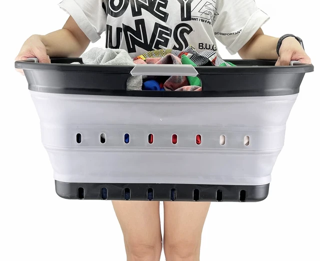 Alt view image 7 of 7 - 42L (11 gallon) Collapsible Plastic Laundry Basket - Foldable Pop Up Storage Container/Organizer - Portable Basket - Space Saving Hamper/Basket