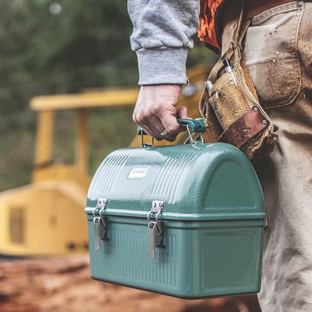 Alt view image 7 of 7 - Classic Lunch Box, 10 qt, Hammertone Green | Vintage Metal Dome Top Lunch pail | Durable Meal Container with Handle and Latch | Large Capacity | SPCD Steel