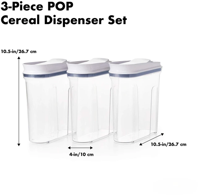 Alt view image 5 of 7 - Good Grips POP Airtight Cereal Dispenser 3-Piece Set, 3.4 Qt Each | Airtight Push-Button Lid, Store Cereal, Granola, Snacks, Easy to Store, Kitchen Storage Set