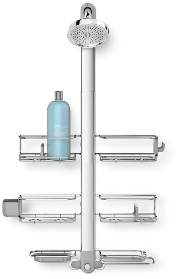 Main image of X-Large Adjustable Hanging Shower Caddy, Handheld Showerhead Compatible, Family-Size Bathroom Organizer with 12-Inch Extended Neck, Adjustable Shelves, Rust-Proof Stainless Steel