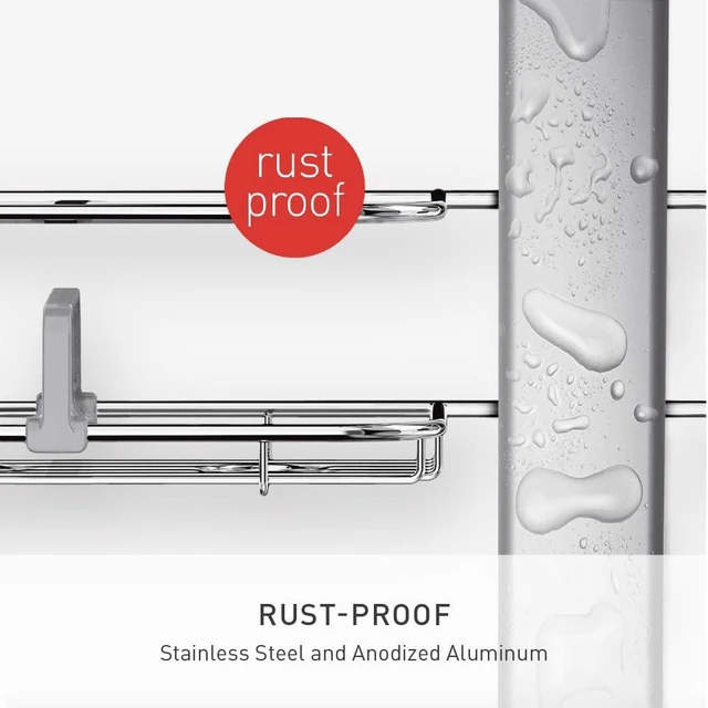 Alt view image 4 of 6 - X-Large Adjustable Hanging Shower Caddy, Handheld Showerhead Compatible, Family-Size Bathroom Organizer with 12-Inch Extended Neck, Adjustable Shelves, Rust-Proof Stainless Steel