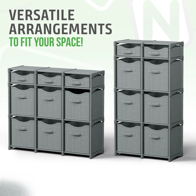 Alt view image 5 of 6 - Cube Storage Organizer with Storage Bins Included - The Perfect Closet Organizers and Storage Solution. Includes 9 Storage Cubes, Great For Toy Storage, Closet Storage, Clothes Storage (Grey)