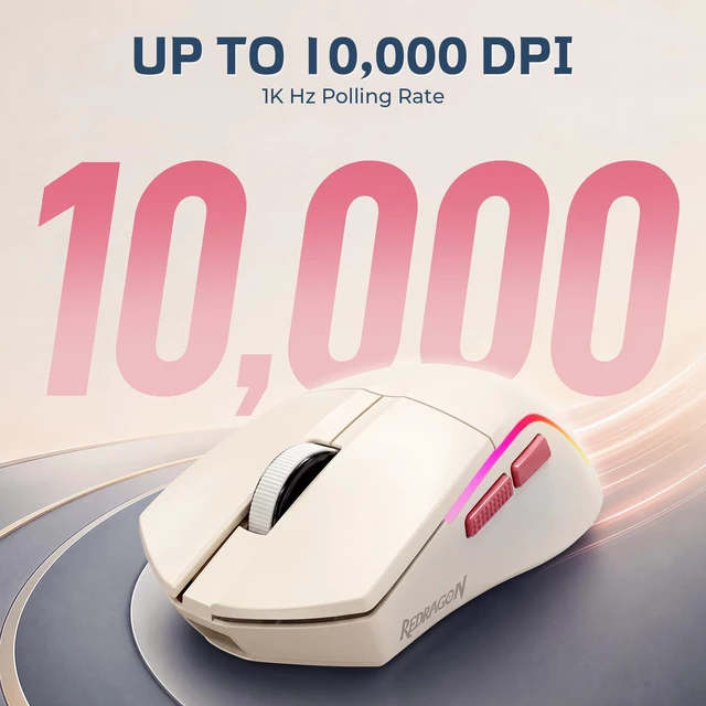 Alt view image 5 of 7 - S174 Gaming Keyboard and Mouse Wireless with Tri-Mode, RGB Keyboard and 5000 DPI 61G Ultra-Light Gaming Mouse, Computer Keyboard Creamy Cute with Number Pad BT/2.4GHz/USB-C - Beige