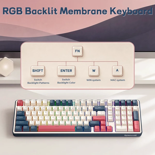 Alt view image 7 of 7 - S174 Gaming Keyboard and Mouse Wireless with Tri-Mode, RGB Keyboard and 5000 DPI 61G Ultra-Light Gaming Mouse, Computer Keyboard Creamy Cute with Number Pad BT/2.4GHz/USB-C - Beige