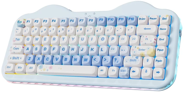 Main image of C75 Cute 75% Wireless Mechanical Keyboard (Blue, Milk V2 Switch) | Creamy Cake Keyboard, BT5.0/2.4G/USB-C, Hot-Swap, NKRO, PBT MOA Keycaps,5500mAh RGB Gasket Mount for Mac/Win/Gaming/Office