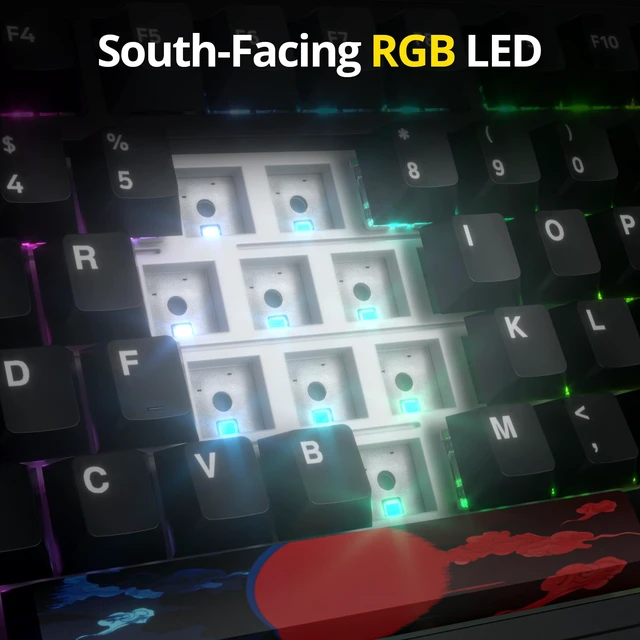 Alt view image 4 of 6 - M75 75% Wireless Creamy Keyboard with Gasket, Pre-lubed Triple Mode Bluetooth Mechanical Gaming Keyboard BT5.0/2.4Ghz/USB with Sound Absorbing Pads Hot-Swap(Shadow Red)