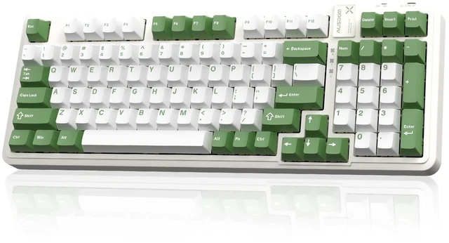 Main image of 98Pro Silent Mechanical Keyboard, Wireless Hot Swappable Gaming Keyboard with Backlit,Gasket Structure,Pre-lubed Tactile Switches,2.4GHz/Type-C/Bluetooth Custom Keyboards (Green & White-Silent)