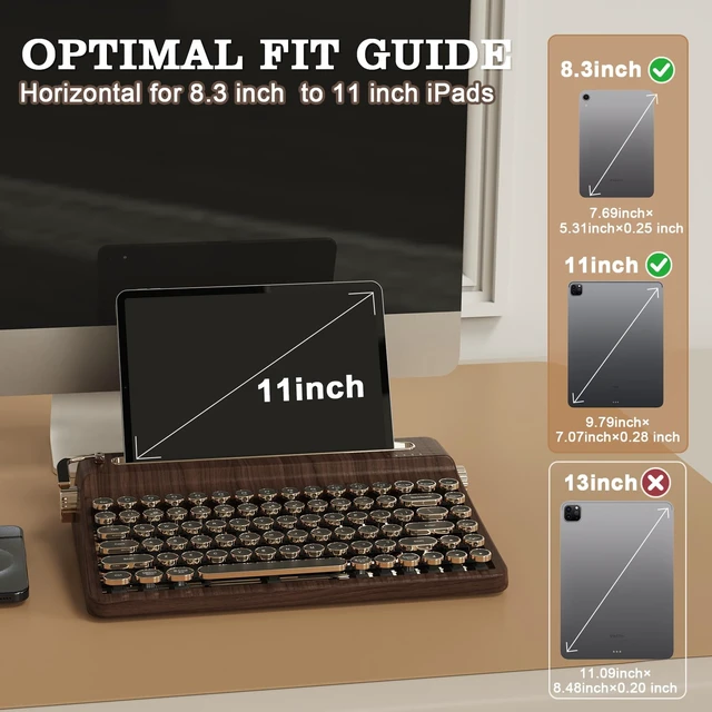 Alt view image 2 of 7 - QL75 Retro Typewriter Hot Swap RGB Keyboard(Wood, Cocoa V2) | With Built-in Stand,Punk Round Keycaps,QMK/VIA Programmable,RGB for Multi-Device Keyboard with 2.4GHz/Type-C/BT5.0