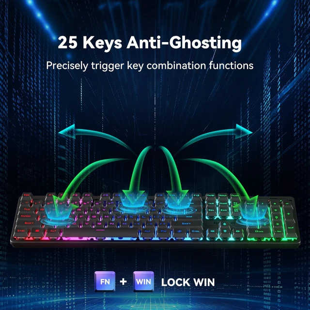 Alt view image 7 of 7 - S107KS Wireless Gaming Keyboard and Mouse, RGB Backlit, 3 Mode (Wired/2.4G/BT), Up to 10,000 DPI Gaming Mouse with Software, Ultra Lightweight 65g, 25 Key Anti-Ghosting Keyboard for PC