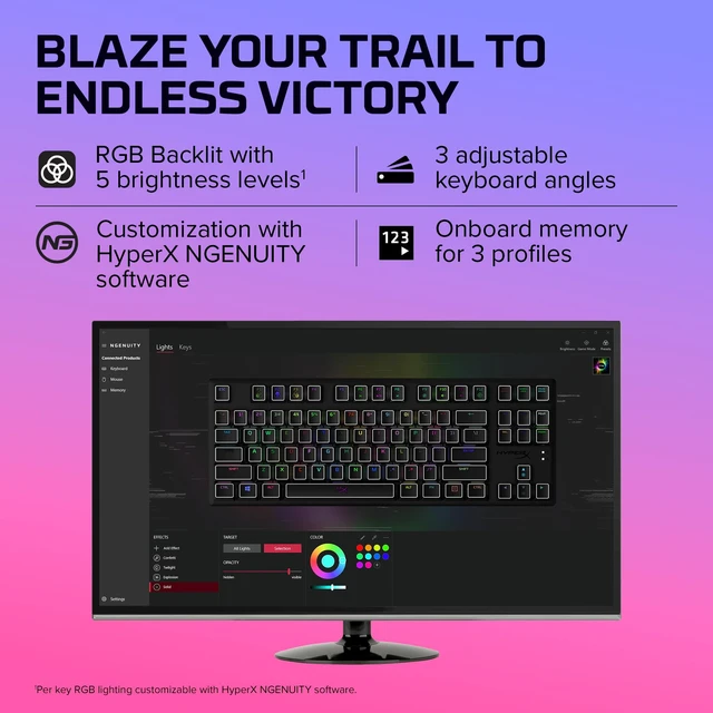 Alt view image 5 of 7 - Alloy Origins Core - Tenkeyless Mechanical Gaming Keyboard, Software Controlled Light & Macro Customization, Compact Form Factor, RGB LED Backlit, Linear Red Switch,Black