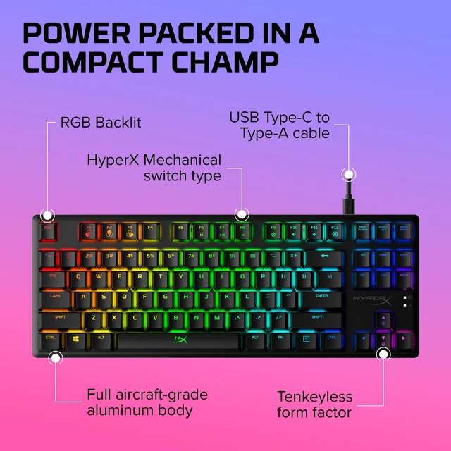 Alt view image 7 of 7 - Alloy Origins Core - Tenkeyless Mechanical Gaming Keyboard, Software Controlled Light & Macro Customization, Compact Form Factor, RGB LED Backlit, Linear Red Switch,Black