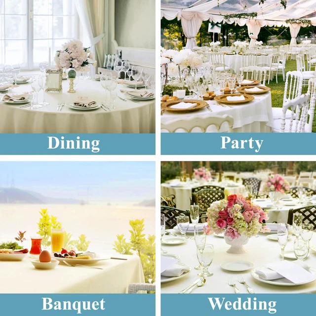 Alt view image 5 of 6 - Classic Series 6 Pack 120inch Round Table Cloth Polyester, Ivory | Stain and Wrinkle Resistant Polyester Dining Table Cover for Kitchen Dining Party Wedding Tabletop Buffet Decoration