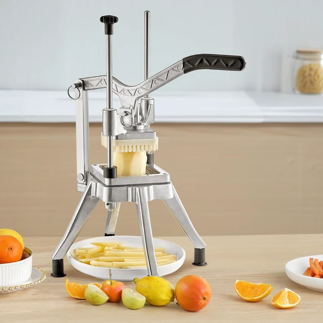 Alt view image 7 of 7 - Commercial French Fry Cutter, 4 Blades Lever Vegetable Chopper | 1/2, 3/8, 1/4, 6-Wedge Slicer, 420J Stainless Steel Blades, Potato Dicer & Fruit Lever Cutter, for Dining and Home Kitchen