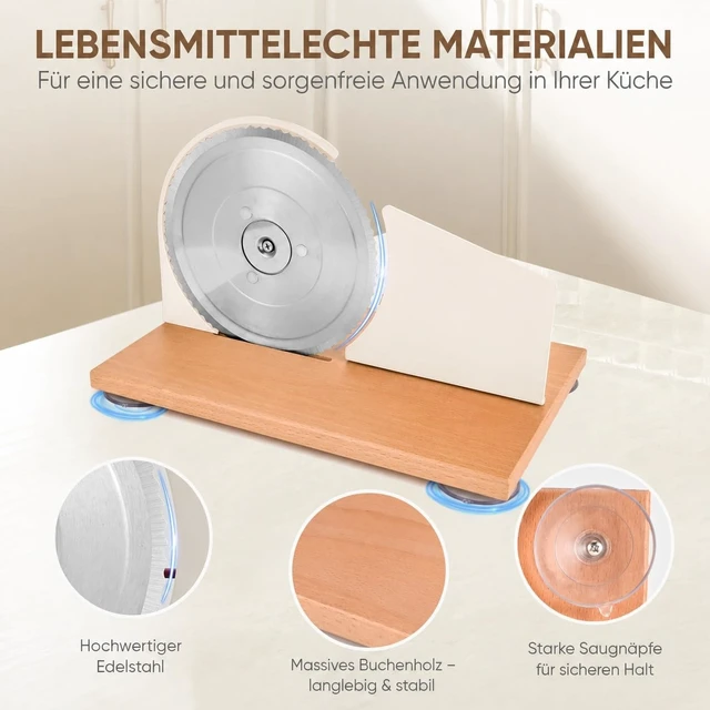 Alt view image 6 of 6 - Manual Bread Slicer for Sourdough, Adjustable Hand Crank, White | Adjustable thickness, stainless steel blade and strong suction cups for even slices of homemade bread and sourdough