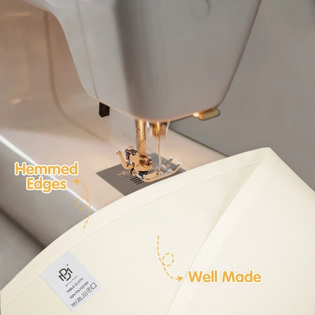 Alt view image 4 of 7 - 6 Pack Ivory Round Tablecloths 120 Inch for 60" Tables | 150 GSM Polyester Fabric, Floor Length Drop, Water, Stain & Wrinkle Resistant Cloth Cover for Wedding Reception Banquet Party